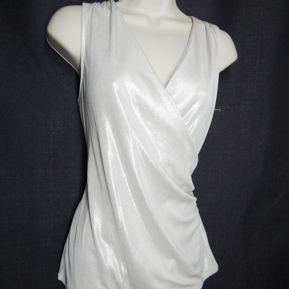 White House Black Market Tops - WHITE HOUSE BLACK MARKET  M  Faux Wrap Top